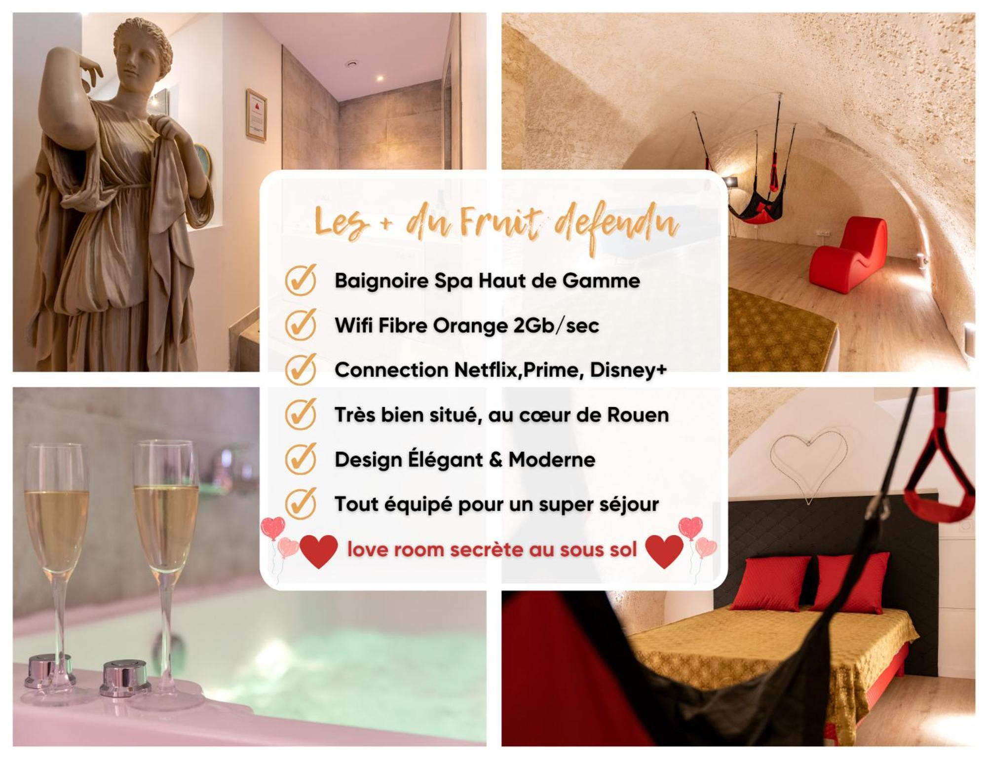 Le Fruit Defendu "Love Room" Jacuzzi Centre Ville Rouen Luaran gambar